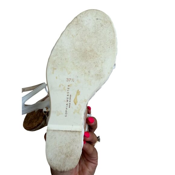 SOPHIA WEBSTER White Leather Espadrilles Wedges Size 37.5 / 7.5 - Picture 7 of 7